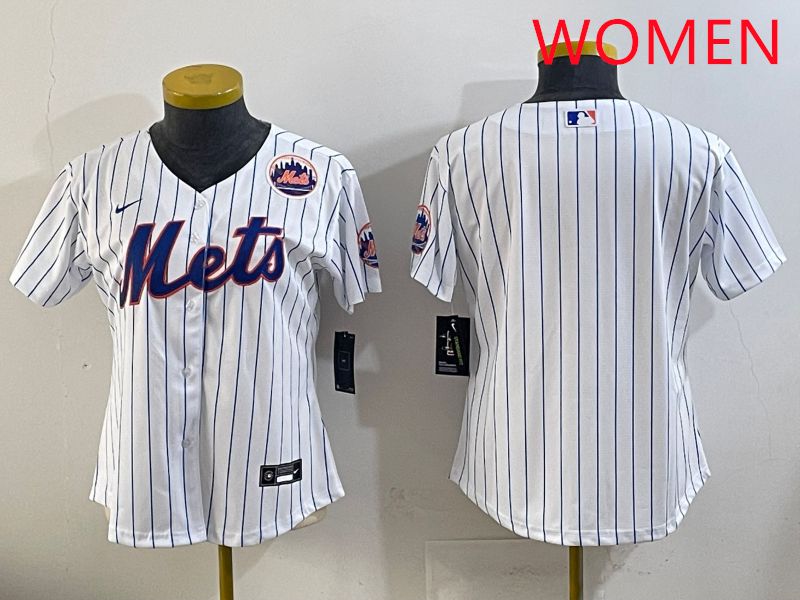 Women New York Mets Blank White Stripe Game 2025 Nike MLB Jersey style 2